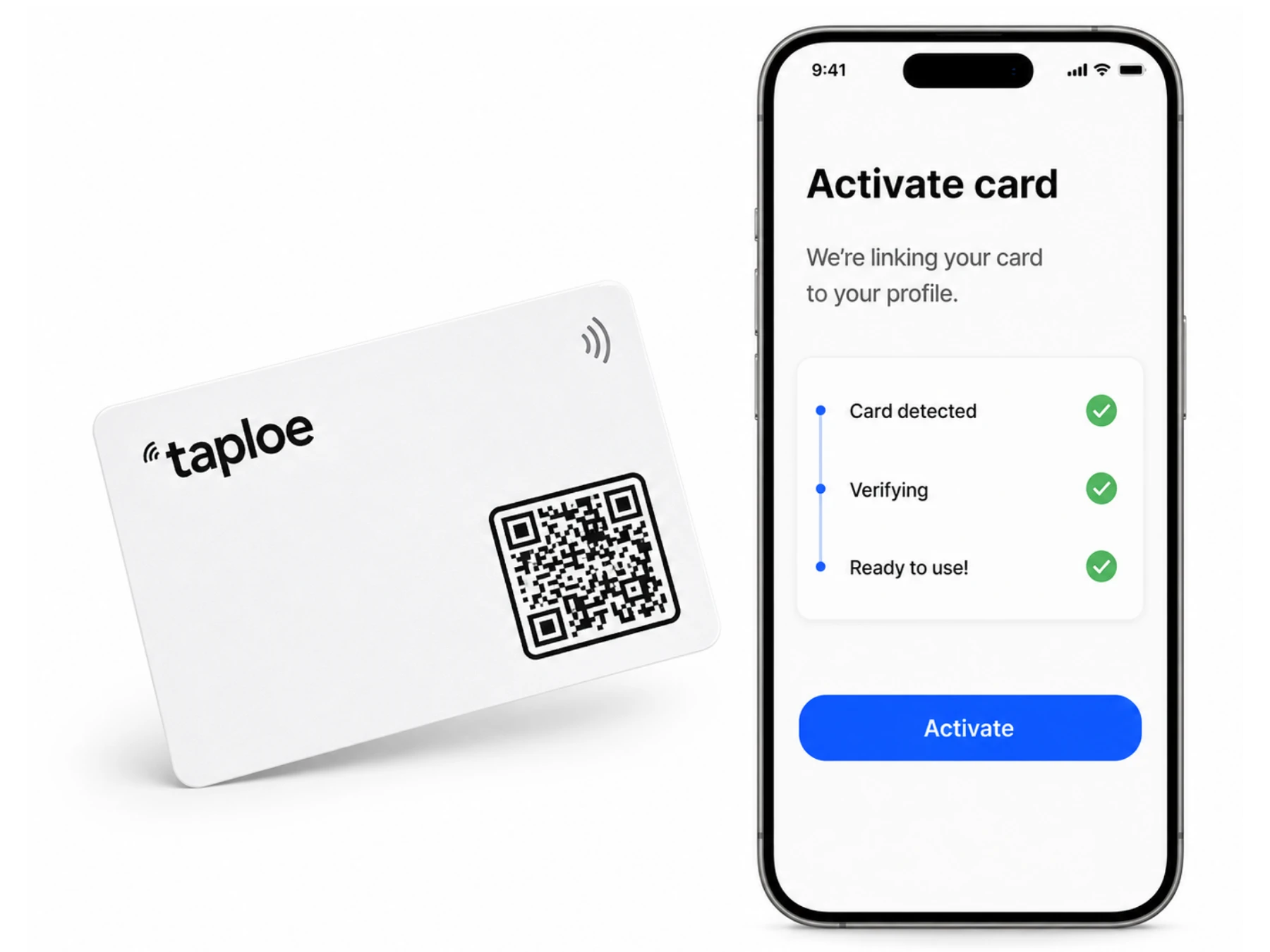 Pantalla de activación de una tarjeta Taploe