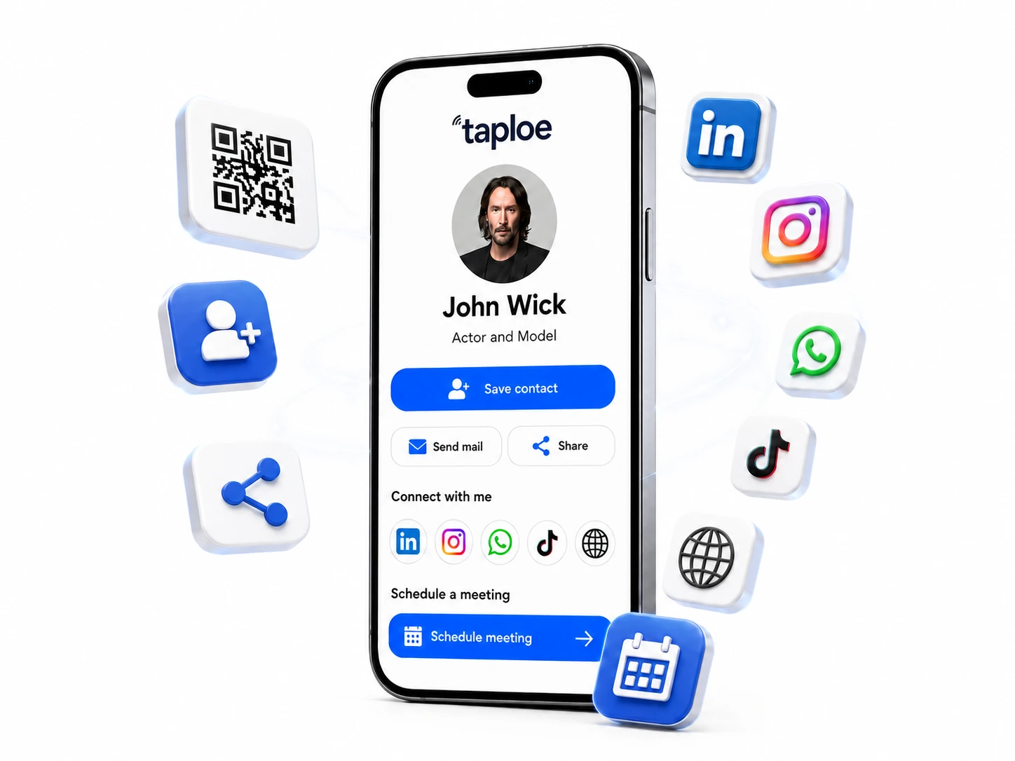 Tarjeta digital Taploe con información de contacto