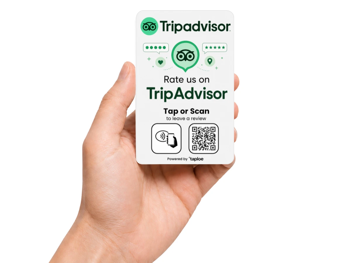 Tarjeta NFC para TripAdvisor en uso